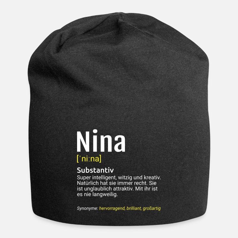 Nina Name Definition - Jersey-Beanie - Schwarz