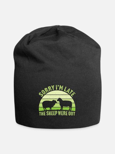 Entschuldigung, ich bin zu spät, die Schafe waren draußen - Jersey-Beanie - Schwarz