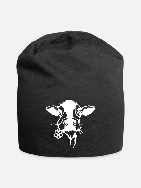 Kuh - Jersey-Beanie - Schwarz