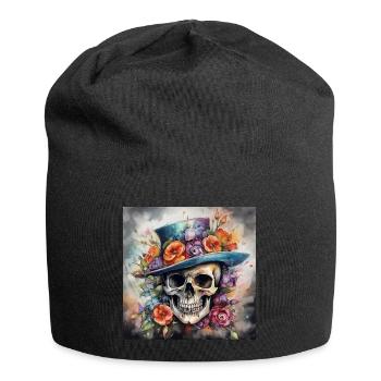 TÊTE DE MORT AU CHAPEAU FLEURI - Bonnet en jersey - noir - Devant