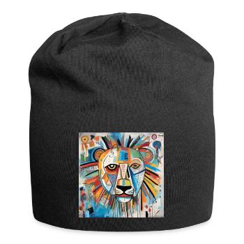 LÖWEN-STRASSENKUNST - Jersey-Beanie - Schwarz - Vorne