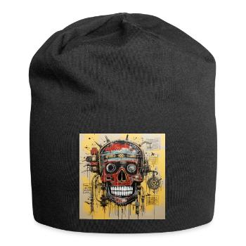 SCHÄDEL-STRASSENKUNST - Jersey-Beanie - Schwarz - Vorne