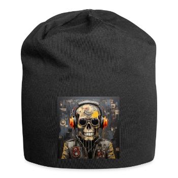 SCHÄDEL-STRASSENKUNST - Jersey-Beanie - Schwarz - Vorne