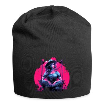 Wunderschöne Frau am Meer im Pin-Up Style - Jersey-Beanie - Schwarz - Vorne