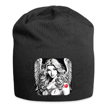 Angel with red heart tattoo - Jersey Beanie - black - Front