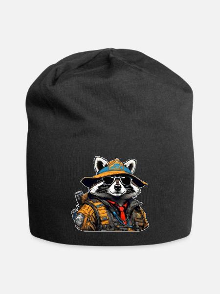 Cooler Cyberspace Waschbär - Jersey-Beanie - Schwarz