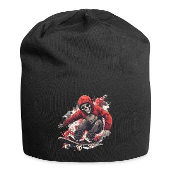 Skeleton Skull Skater Skateboarder Skateboard - Jersey Beanie - black - Front