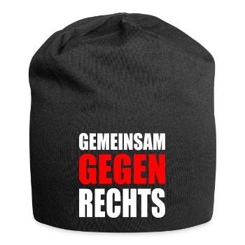 Gemeinsam gegen rechts - Jersey-Beanie - Schwarz - Vorne