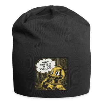 Nachdenkliche Gelbe Plastikente Ente Statement - Jersey-Beanie - Schwarz - Vorne
