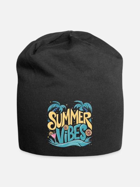 Summer Vibes Sonne Urlaub Palmen - Jersey-Beanie - Schwarz
