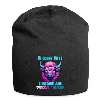 Bison et journées ensoleillées de pâturage estival fou - Bonnet en jersey - noir - Devant