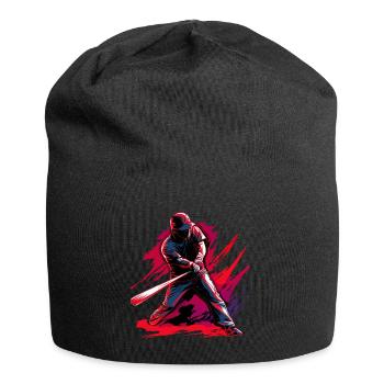 Baseballspieler in roter Pop-Art - Jersey-Beanie - Schwarz - Vorne