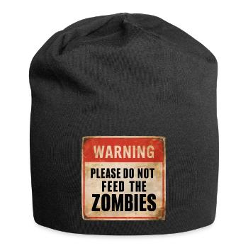 Warnung Zombies nicht füttern Warnschild - Jersey-Beanie - Schwarz - Vorne
