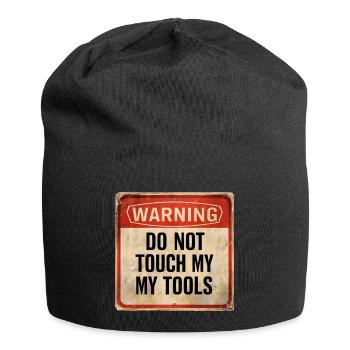 Warning Do Not Touch My Tools Lustiges Warnschild - Jersey-Beanie - Schwarz - Vorne