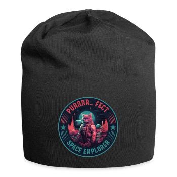 Astronaut Bengal Cat Retro Space Explorer - Jersey Beanie - black - Front