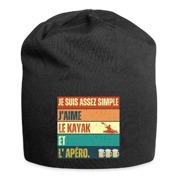 J' aime le kayak et l' apéro humour kayakiste - Bonnet en jersey - noir - Devant