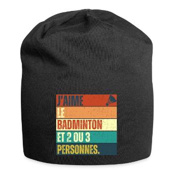J' aime le badminton humour badiste cadeau vintage - Bonnet en jersey - noir - Devant