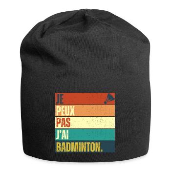 Je peux pas j' ai badminton cadeau badiste vintage - Bonnet en jersey - noir - Devant