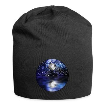 Cosmic Full Moon Scene - Jersey Beanie - black - Front