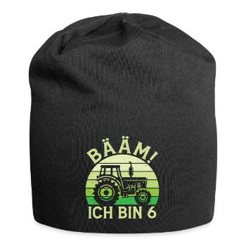 Ich bin 6 Jahre Drei Junge 6. Geburtstag Traktor - Jersey-Beanie - Schwarz - Vorne