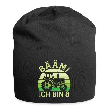 Ich bin 8 Jahre Drei Junge 8. Geburtstag Traktor - Jersey-Beanie - Schwarz - Vorne