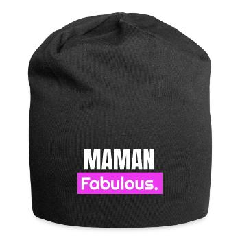 Maman fabulous. Maman fabuleuse. Fête des mères - Bonnet en jersey - noir - Devant