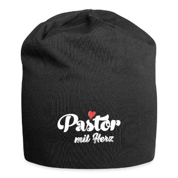 Pastor mit Herz Pastorin evangelische Gemeinde - Jersey-Beanie - Schwarz - Vorne