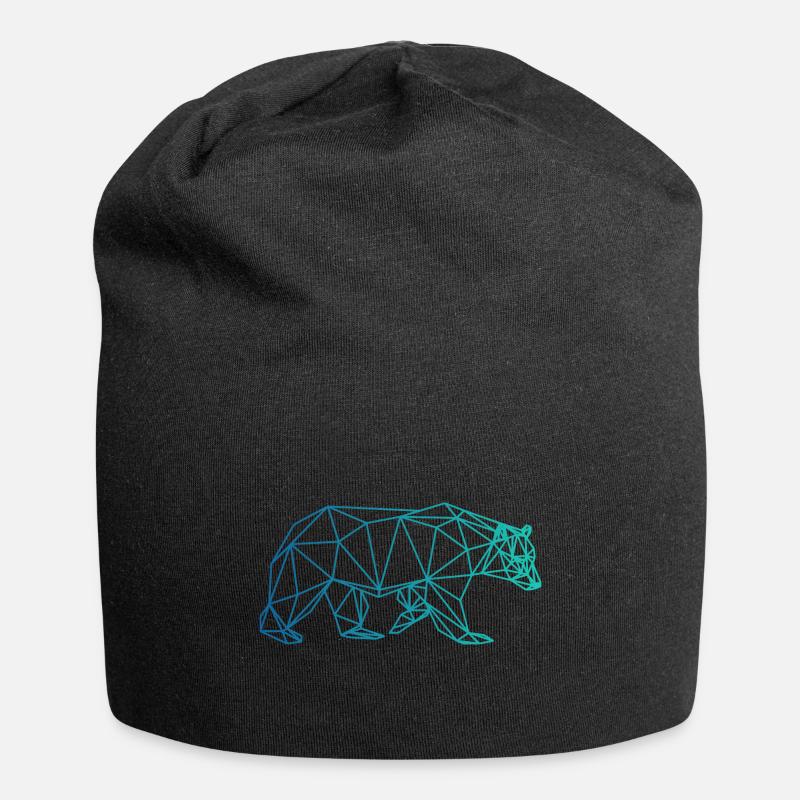 Bär Braunbär Abstrakt Polygon geometrisch Geschenk - Jersey-Beanie - Schwarz