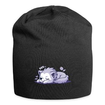 Schlafender Wolf - Aufkleber - Jersey-Beanie - Schwarz - Vorne