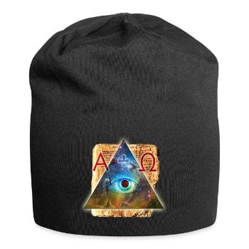 Das Auge Gottes Alpha + Omega - All-sehende - Jersey-Beanie - Schwarz - Vorne