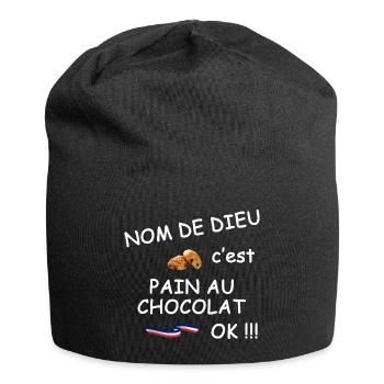 C'est pain au chocolat ok ?! - Bonnet en jersey - noir - Devant