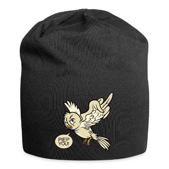 Fuck You böse wütend frech Vogel Piep Tier lustig - Jersey-Beanie - Schwarz - Vorne