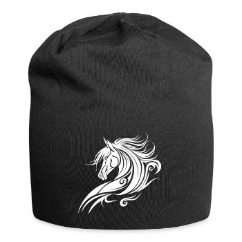 Cheval, Équitation, Style de tatouage tribal, Fan de nature animale - Bonnet en jersey - noir - Devant
