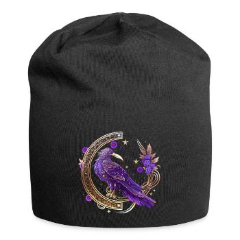 Mystische Krähe, Wicca, Morrigan, Keltisch, Rabe - Jersey-Beanie - Schwarz - Vorne