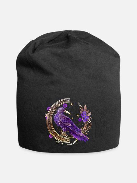 Mystical Crow, Wicca, Morrigan, Celtic, Raven - Jersey Beanie - black