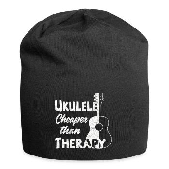Ukulele! Cheaper than therapy - Jersey-Beanie - Schwarz - Vorne