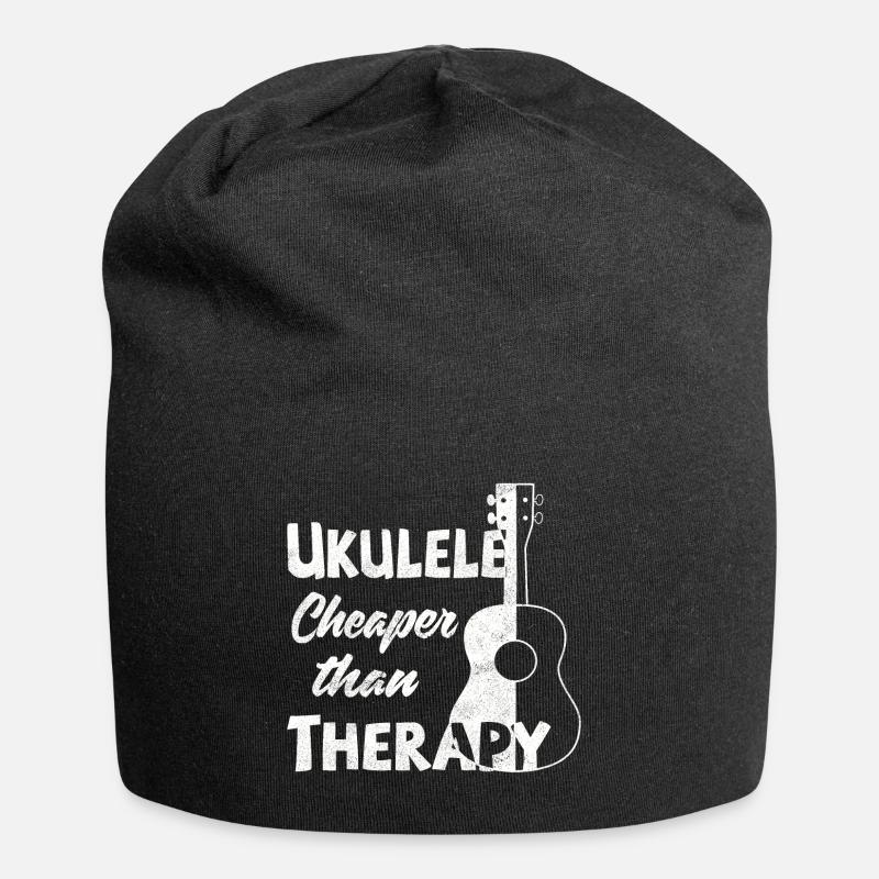 Ukulele! Cheaper than therapy - Jersey-Beanie - Schwarz