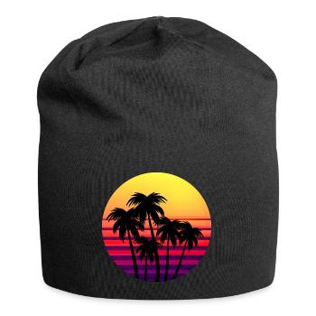 Rétro Coucher de soleil Palmiers au coucher du soleil - Bonnet en jersey - noir - Devant