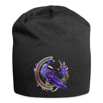 Mystische Krähe, Wicca, Morrigan, Keltisch, Vogel - Jersey-Beanie - Schwarz - Vorne