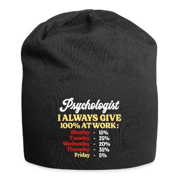 100% At Work Funny Psychologist Quote - Jersey Beanie - black - Front