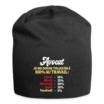 100% Au Travail Citation Drôle Travail Avocat - Bonnet en jersey - noir - Devant