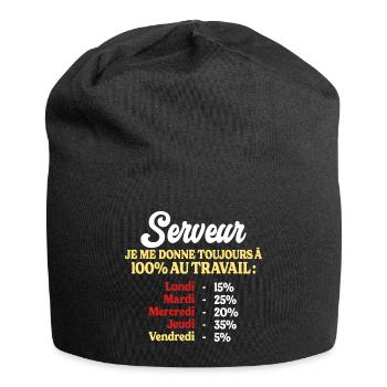 100% Au Travail Citation Drôle Serveur - Bonnet en jersey - noir - Devant