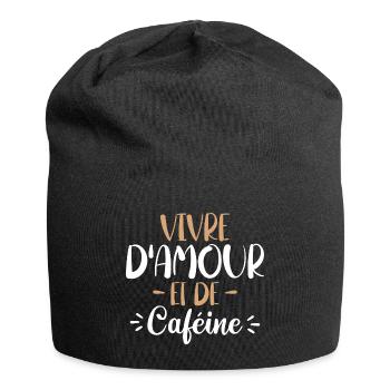 Vivre D'Amour Et De Caféine Cadeau Humour Café - Bonnet en jersey - noir - Devant