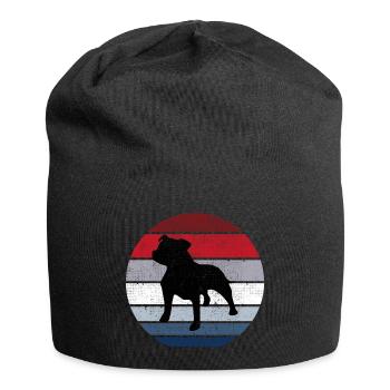 Staffy Breed Dog Retro Animal Staffordshire Bull - Jersey Beanie - black - Front