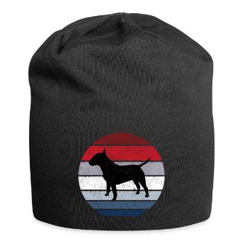 Bull Terrier Breed Dog Retro Funny Animal - Jersey Beanie - black - Front