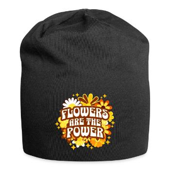 Positive Phrase 70er und 80er Jahre Blumen - Jersey-Beanie - Schwarz - Vorne