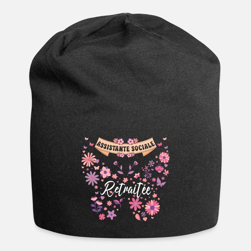 Papillon Assistante Sociale Retraite - Bonnet en jersey - noir