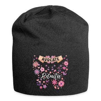 Papillon Fleurs Femme Avocate Retraite - Bonnet en jersey - noir - Devant