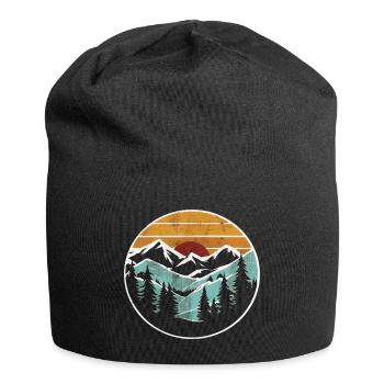 Berggrafik Retro Natur Wald - Jersey-Beanie - Schwarz - Vorne