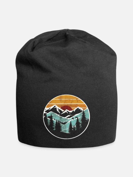Berggrafik Retro Natur Wald - Jersey-Beanie - Schwarz